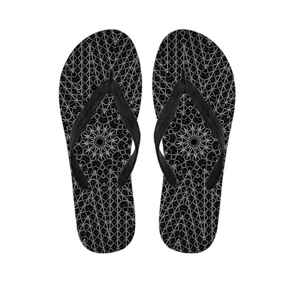 Black And White Kaleidoscope Print Flip Flops