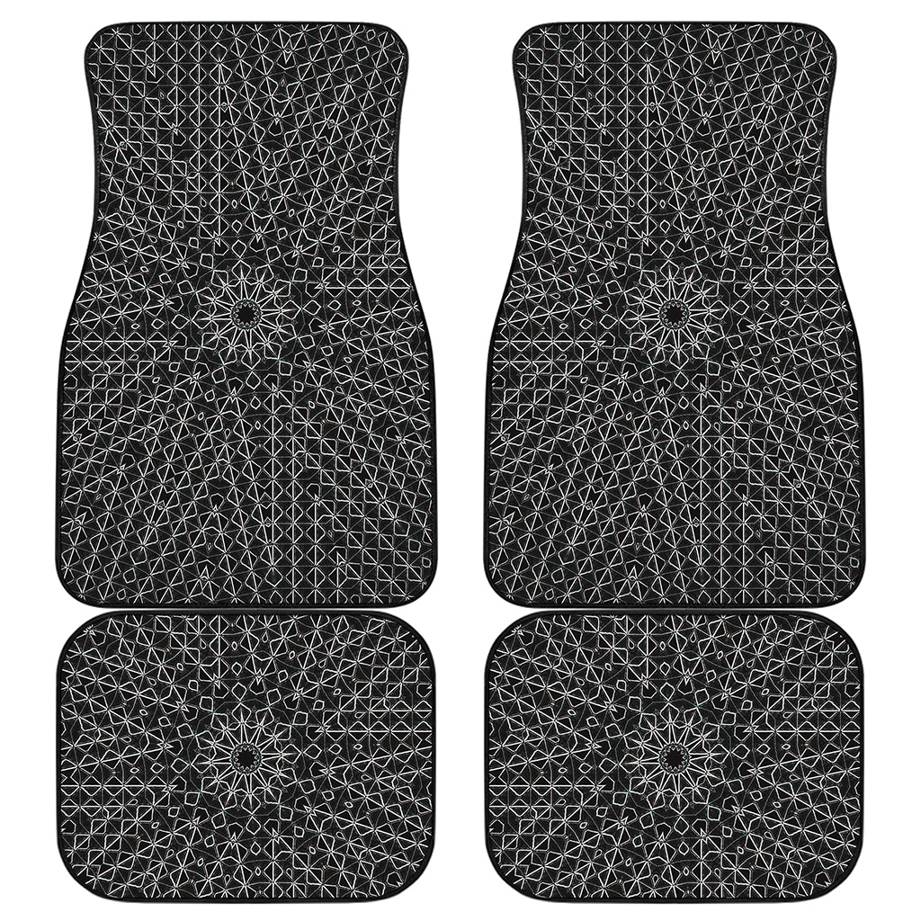 Black And White Kaleidoscope Print Front and Back Car Floor Mats