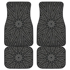 Black And White Kaleidoscope Print Front and Back Car Floor Mats