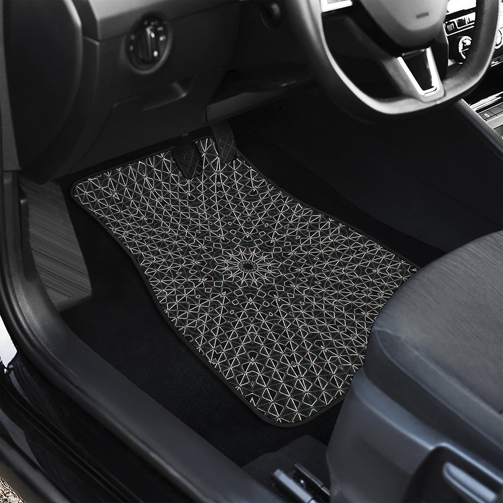 Black And White Kaleidoscope Print Front and Back Car Floor Mats