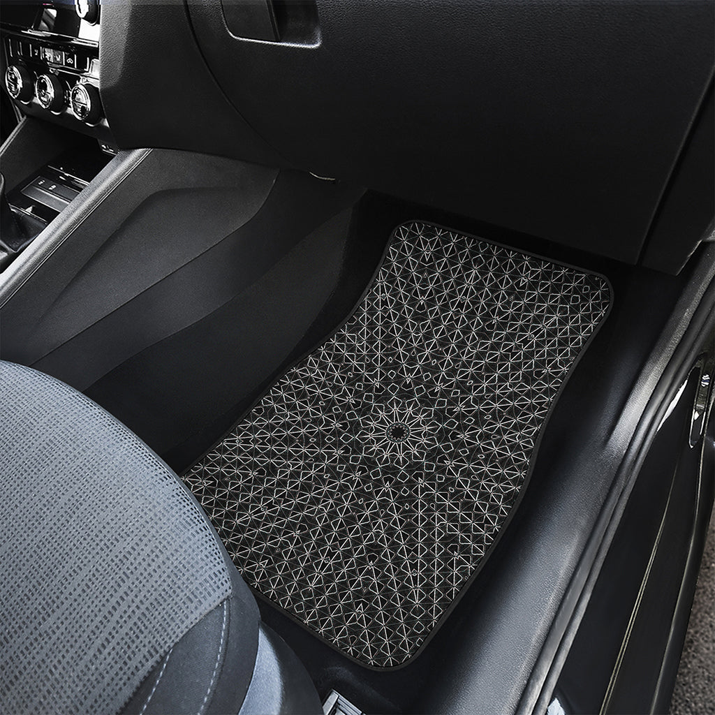 Black And White Kaleidoscope Print Front and Back Car Floor Mats