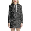 Black And White Kaleidoscope Print Pullover Hoodie Dress