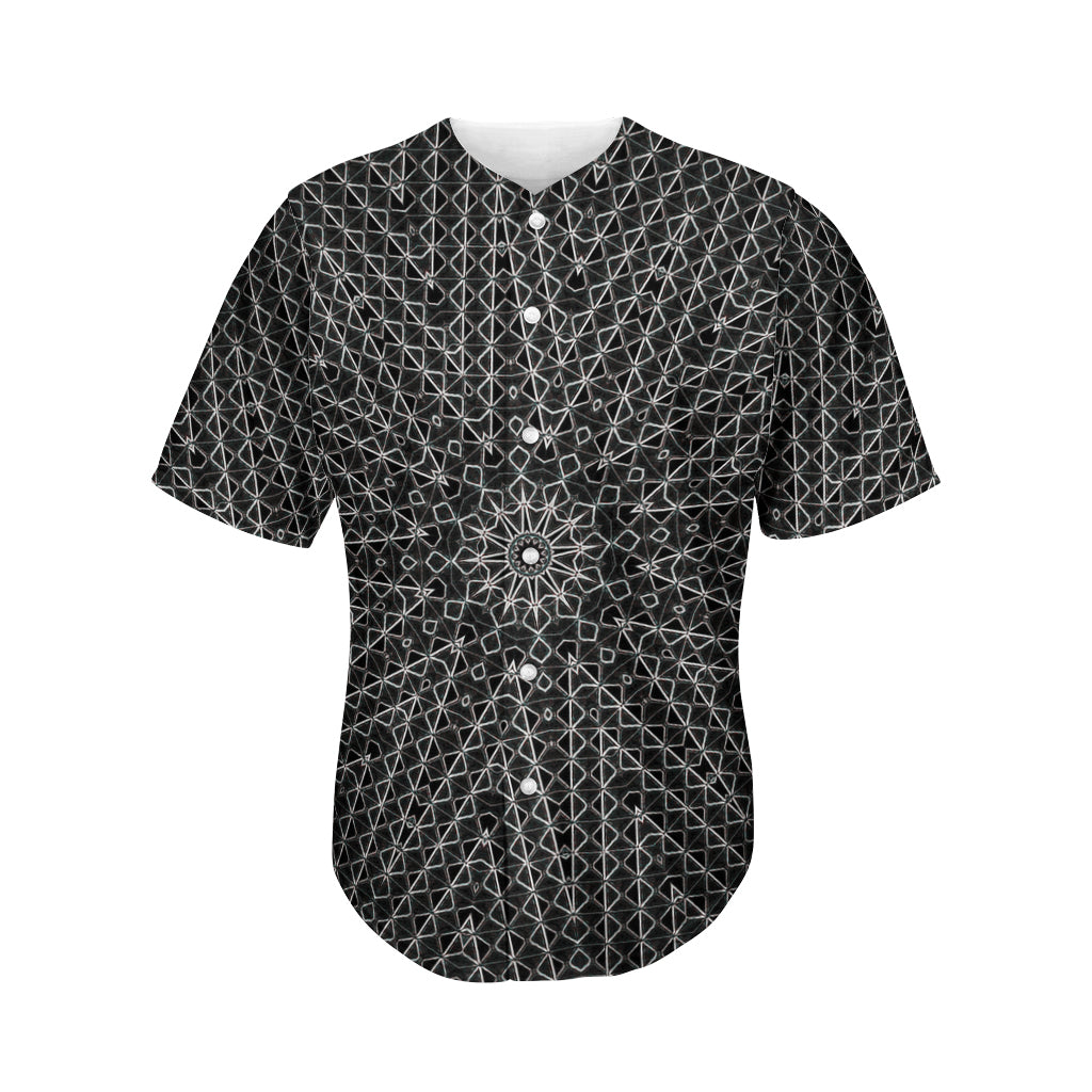 Black And White Kaleidoscope Print Men's Baseball Jersey