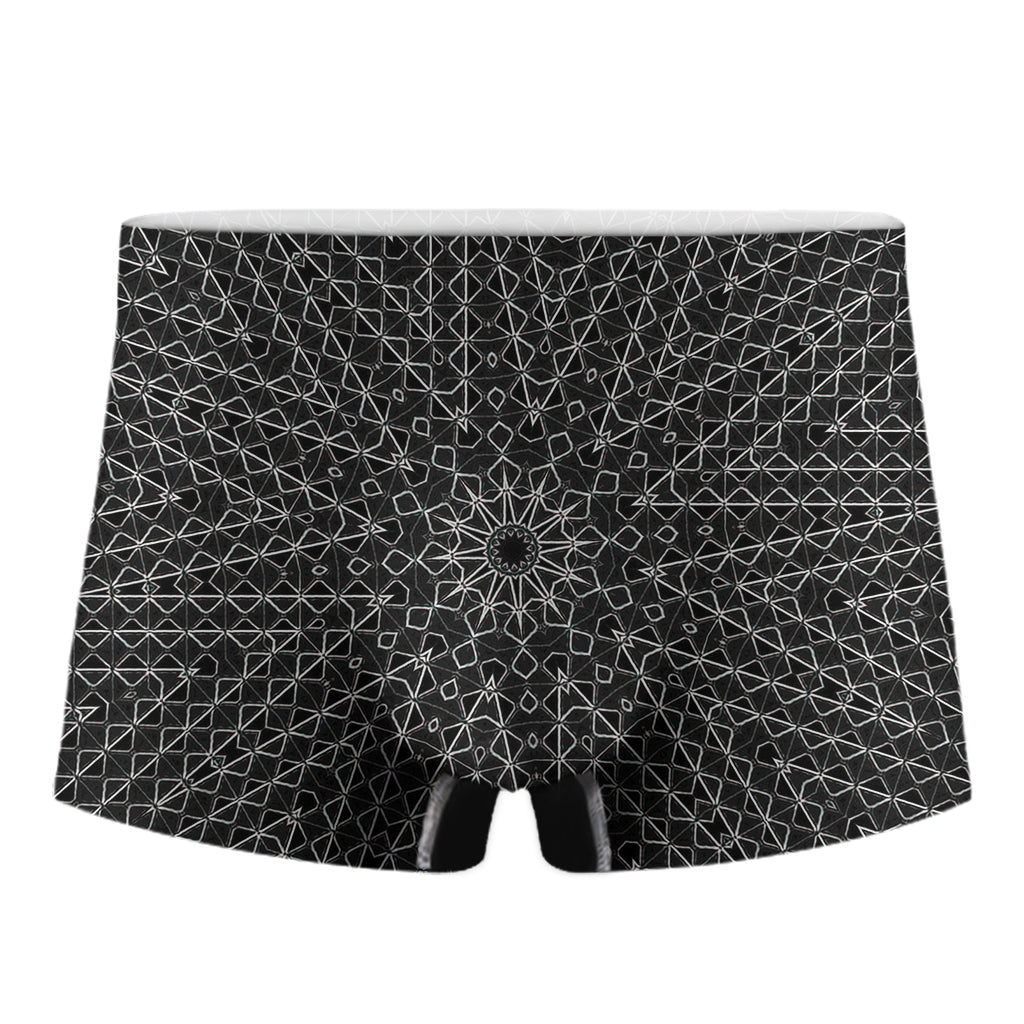 Black And White Kaleidoscope Print Men's Boxer Briefs