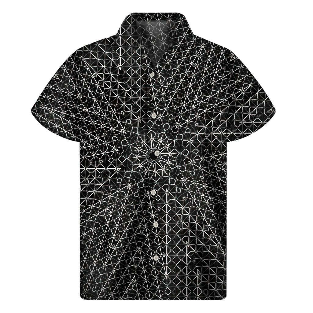 Black And White Kaleidoscope Print Men's Short Sleeve Shirt