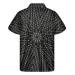 Black And White Kaleidoscope Print Men's Short Sleeve Shirt