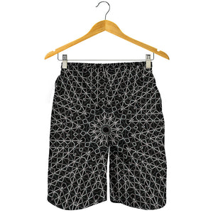 Black And White Kaleidoscope Print Men's Shorts