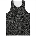 Black And White Kaleidoscope Print Men's Tank Top