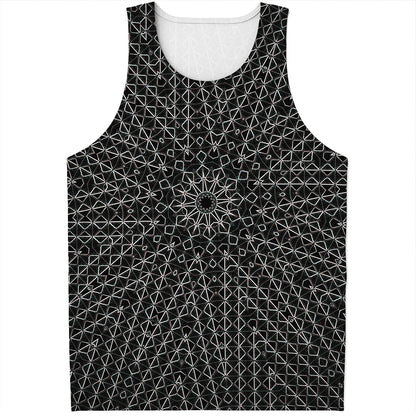 Black And White Kaleidoscope Print Men's Tank Top