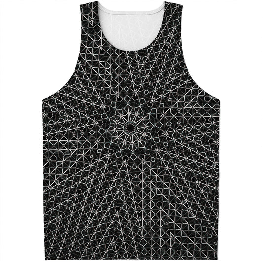Black And White Kaleidoscope Print Men's Tank Top