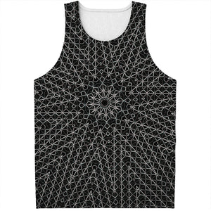 Black And White Kaleidoscope Print Men's Tank Top