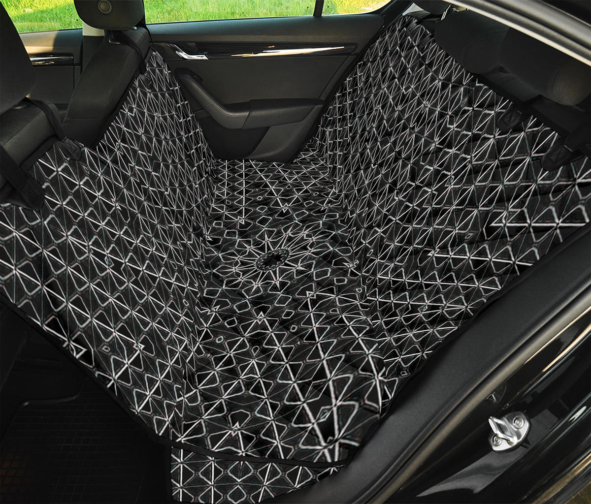 Black And White Kaleidoscope Print Pet Car Back Seat Cover