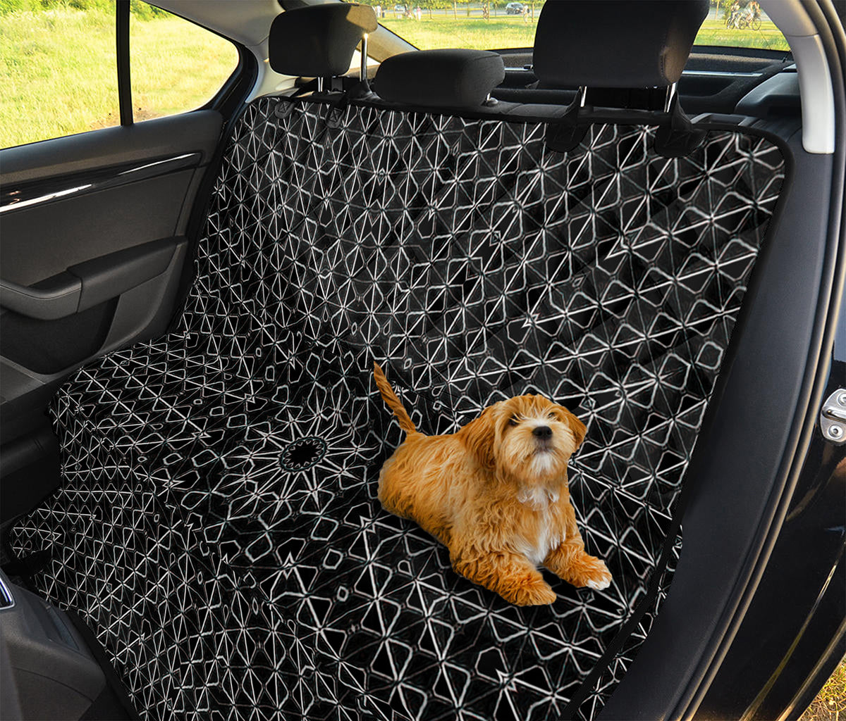 Black And White Kaleidoscope Print Pet Car Back Seat Cover