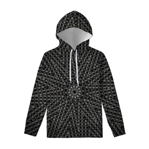 Black And White Kaleidoscope Print Pullover Hoodie