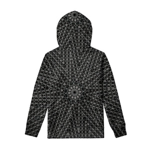 Black And White Kaleidoscope Print Pullover Hoodie