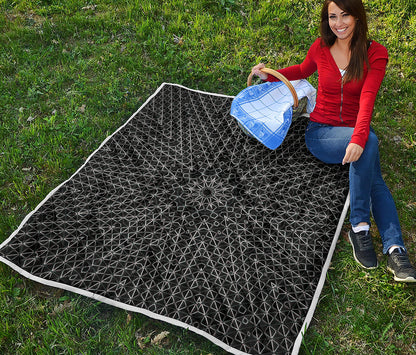 Black And White Kaleidoscope Print Quilt