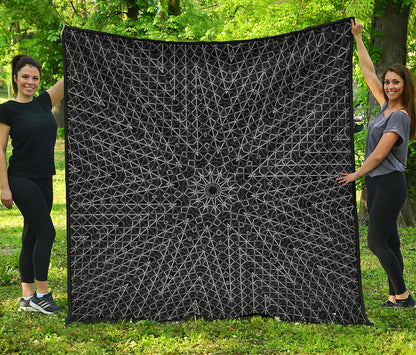 Black And White Kaleidoscope Print Quilt