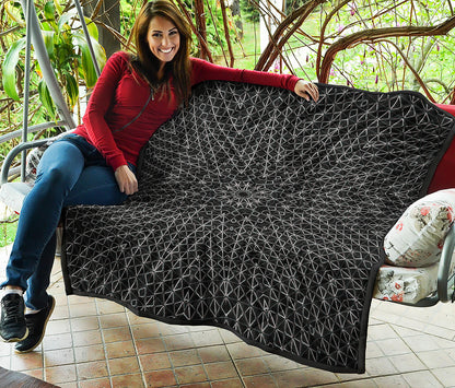 Black And White Kaleidoscope Print Quilt