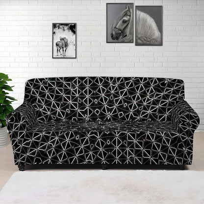 Black And White Kaleidoscope Print Sofa Cover