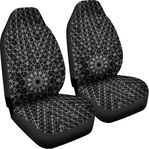 Black And White Kaleidoscope Print Universal Fit Car Seat Covers