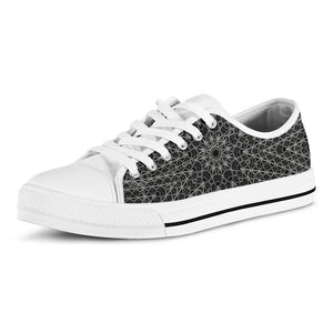 Black And White Kaleidoscope Print White Low Top Shoes