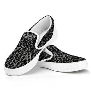 Black And White Kaleidoscope Print White Slip On Shoes