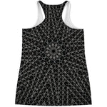 Black And White Kaleidoscope Print Women's Racerback Tank Top