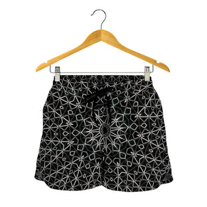 Black And White Kaleidoscope Print Women's Shorts