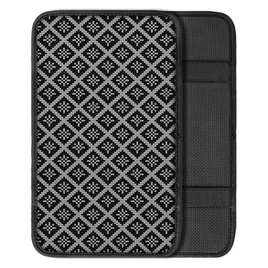 Black And White Knitted Pattern Print Car Center Console Cover