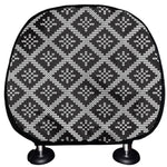 Black And White Knitted Pattern Print Car Headrest Covers