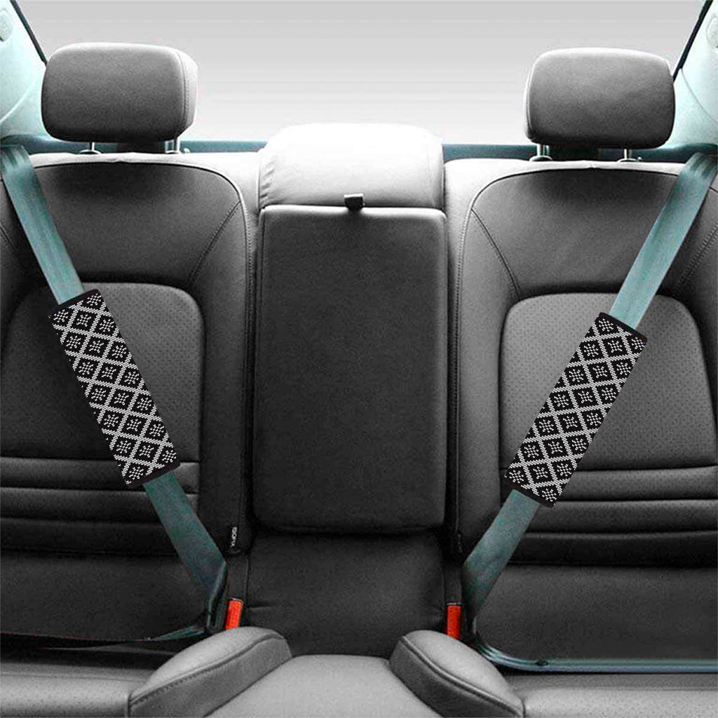 Black And White Knitted Pattern Print Car Seat Belt Covers