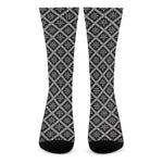 Black And White Knitted Pattern Print Crew Socks