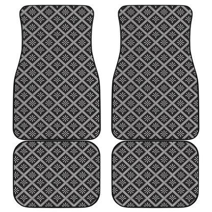 Black And White Knitted Pattern Print Front and Back Car Floor Mats