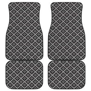 Black And White Knitted Pattern Print Front and Back Car Floor Mats