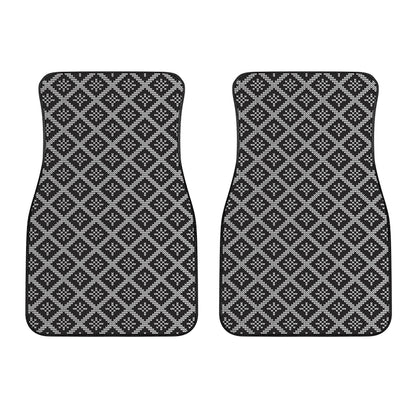 Black And White Knitted Pattern Print Front Car Floor Mats