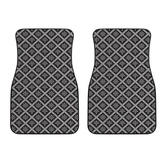 Black And White Knitted Pattern Print Front Car Floor Mats