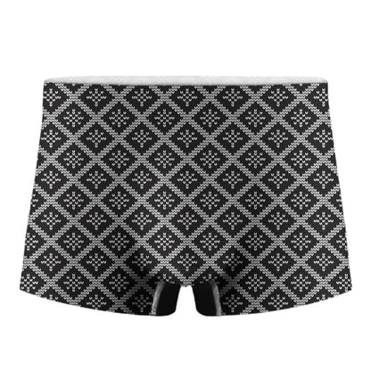 Black And White Knitted Pattern Print Men's Boxer Briefs