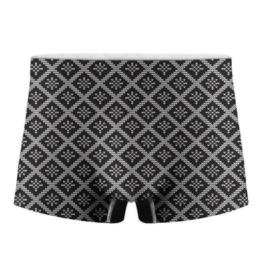 Black And White Knitted Pattern Print Men's Boxer Briefs