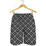 Black And White Knitted Pattern Print Men's Shorts