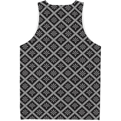 Black And White Knitted Pattern Print Men's Tank Top