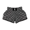 Black And White Knitted Pattern Print Muay Thai Boxing Shorts