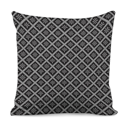 Black And White Knitted Pattern Print Pillow Cover