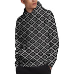Black And White Knitted Pattern Print Pullover Hoodie
