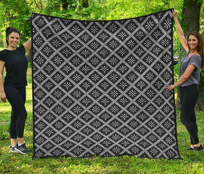 Black And White Knitted Pattern Print Quilt