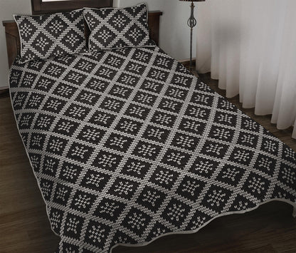 Black And White Knitted Pattern Print Quilt Bed Set