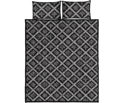 Black And White Knitted Pattern Print Quilt Bed Set