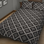 Black And White Knitted Pattern Print Quilt Bed Set