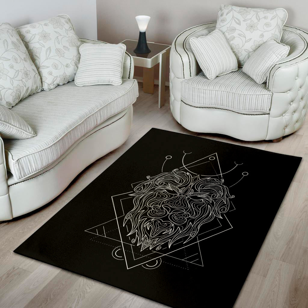 Black And White Leo Sign Print Area Rug