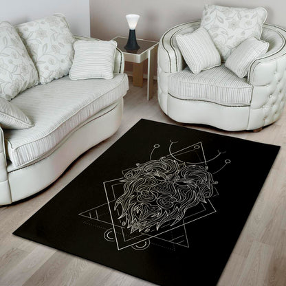 Black And White Leo Sign Print Area Rug