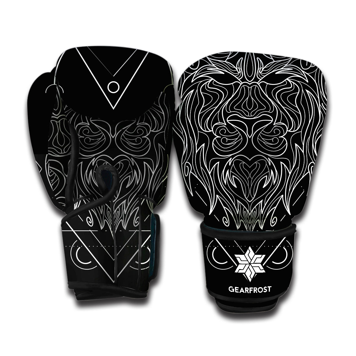 Black And White Leo Sign Print Boxing Gloves